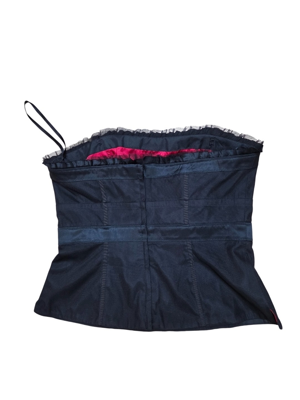 White House Black Market Navy Strapless Bustier with Pink Lining